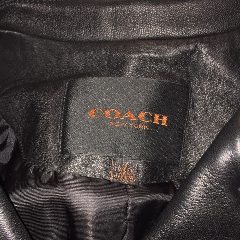 Coach Brown Sheepskin Leather Moto Jacket - image 2